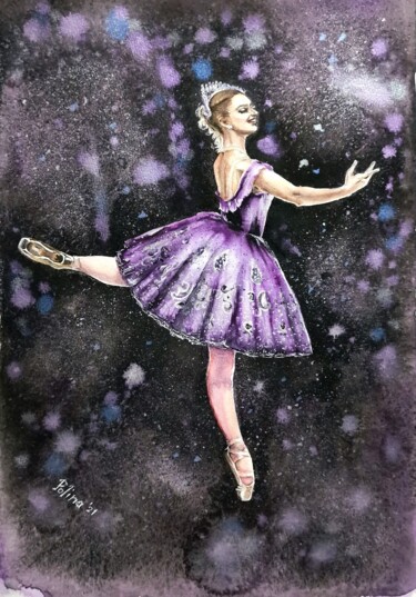 Peinture intitulée "Purple Dancer" par Polina Turgunova, Œuvre d'art originale, Aquarelle