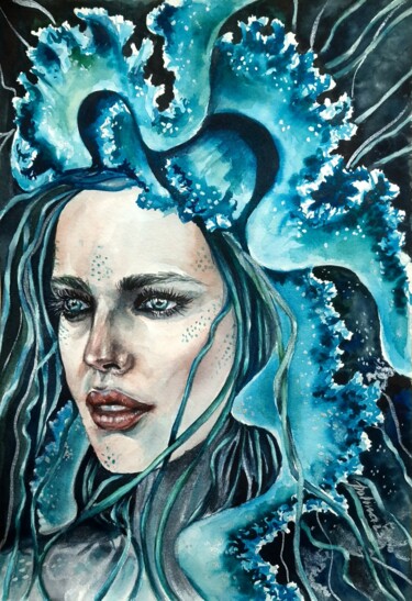 Malerei mit dem Titel "Medusa" von Polina Turgunova, Original-Kunstwerk, Aquarell