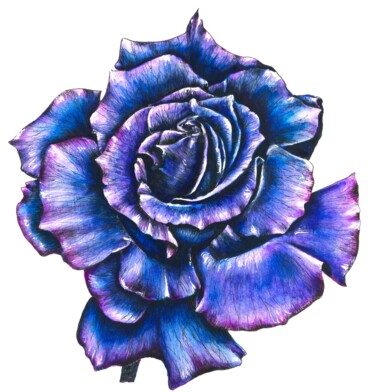 Картина под названием "Blue Rose of Nazair" - Polina Turgunova, Подлинное произведение искусства, Акварель