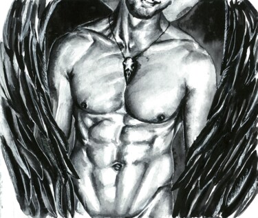 绘画 标题为“Fallen Angel” 由Polina Turgunova, 原创艺术品, 水彩