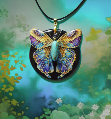 Design intitulée "Butterfly pendant" par Polina Zavarikhina, Œuvre d'art originale, Bijoux