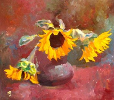 Pintura intitulada "Sunflower" por Polina Jivov, Obras de arte originais