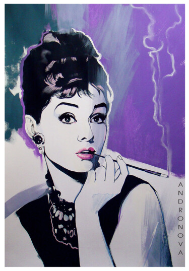 Painting titled "Audrey Hepburn" by Polina Andronova, Original Artwork, Acrylic