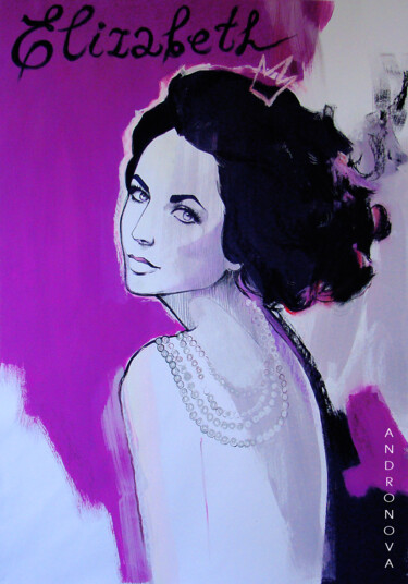 Картина под названием "Elizabeth Taylor" - Полина Андронова, Подлинное произведение искусства, Акрил