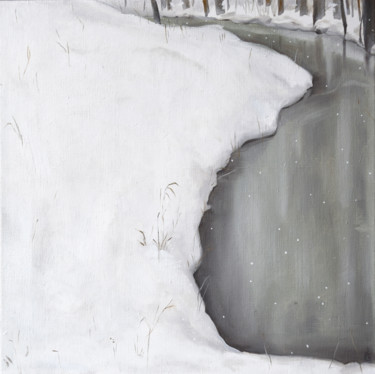 Painting titled "Snow" by Polina Kharlamova, Original Artwork, Oil Mounted on Wood Stretcher frame