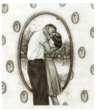 Schilderij getiteld "Couple" door Polina Kharlamova, Origineel Kunstwerk, Aquarel