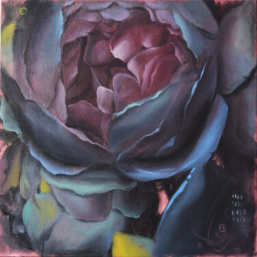 Dark flower Painting titled "Dark flower" by Polina Kharlamova, Original Art, Oil Mounted on Stretcher frame