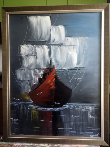 Painting titled "Морской призрак" by Tamara Shramko, Original Artwork, Oil