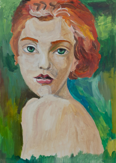 Картина под названием "Green color" - Polina Mukorina, Подлинное произведение искусства, Гуашь