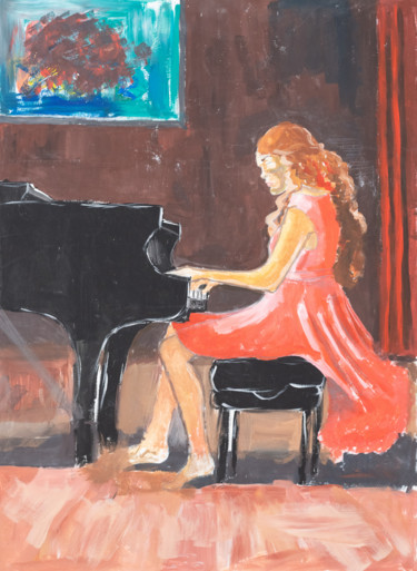 Картина под названием "Pianist" - Polina Mukorina, Подлинное произведение искусства, Масло