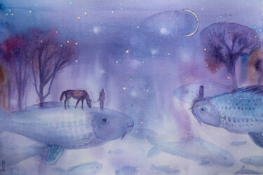 Dessin intitulée "Meet" par Ekaterina Kosiak, Œuvre d'art originale, Aquarelle
