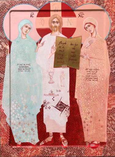 Painting titled "Jesus Christ" by Minja Poljak, Original Artwork, Tempera