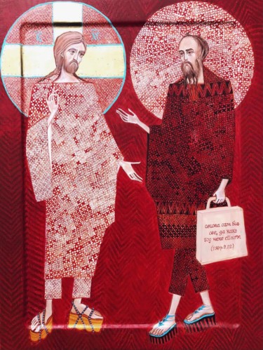 Painting titled "Paul, Apostole of C…" by Minja Poljak, Original Artwork, Tempera