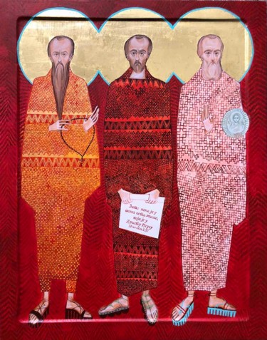 Painting titled "theologians" by Minja Poljak, Original Artwork, Tempera
