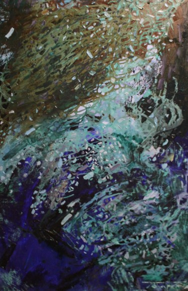 Peinture intitulée "Bleu vert" par Polina Zaremba, Œuvre d'art originale, Huile
