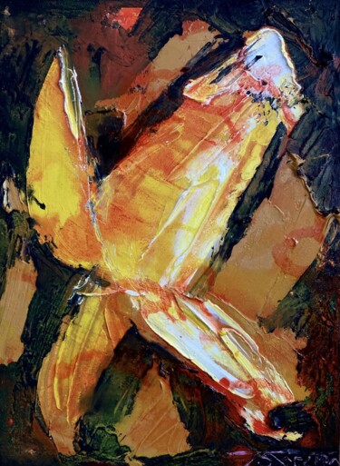 Painting titled "Солнечная бабочка" by Polina Zaremba, Original Artwork, Oil