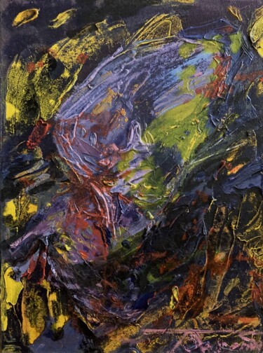 Картина под названием "Неоновая бабочка" - Полина Заремба, Подлинное произведение искусства, Масло