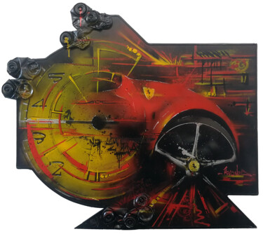 Malerei mit dem Titel "Myferrari01" von Polonova, Original-Kunstwerk, Sprühfarbe Auf Aluminium montiert