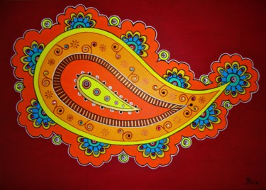 Painting titled "Indian paisley" by Polo'S Paintings, Original Artwork, Acrylic