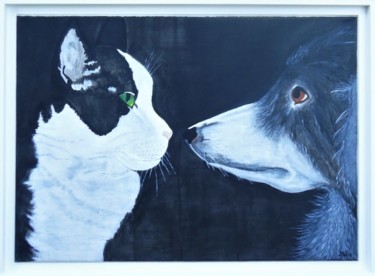 Painting titled "Comme chien et chat" by Polo'S Paintings, Original Artwork, Acrylic