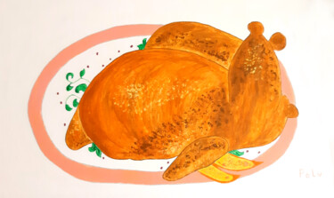 Pintura intitulada "Tasty food (oversiz…" por Poly, Obras de arte originais, Acrílico Montado em Outro painel rígido