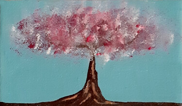 Malerei mit dem Titel "Spring tree" von Poly, Original-Kunstwerk, Acryl Auf Karton montiert
