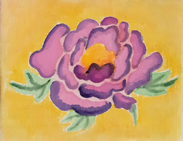 Pintura intitulada "Adorable flower" por Poly, Obras de arte originais, Aquarela Montado em Cartão