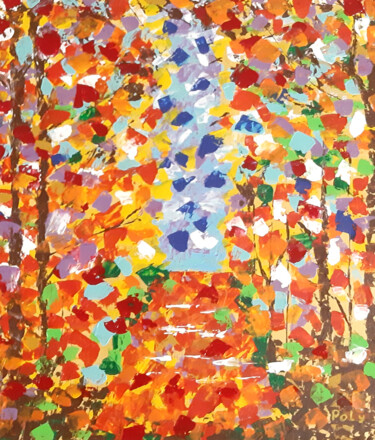 Painting titled "Autumn weather (int…" by Poly, Original Artwork, Acrylic Mounted on Other rigid panel