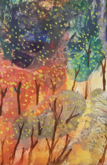 「Forest (hot wax on…」というタイトルの絵画 Polyによって, オリジナルのアートワーク, ワックス