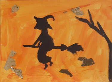 Malerei mit dem Titel "Witch, horror, hall…" von Poly, Original-Kunstwerk, Acryl