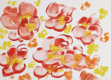 Картина под названием "Flowers (hot wax on…" - Poly, Подлинное произведение искусства, Воск
