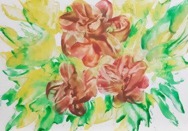 Painting titled "Beautiful flowers (…" by Poly, Original Artwork, Wax