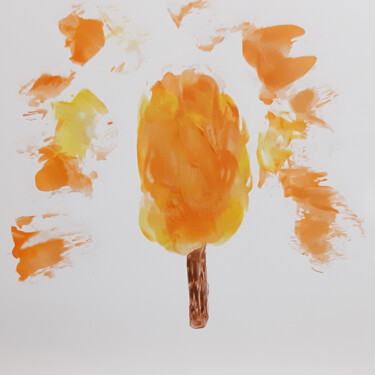 Malerei mit dem Titel "Orange ice cream (o…" von Poly, Original-Kunstwerk, Wachs