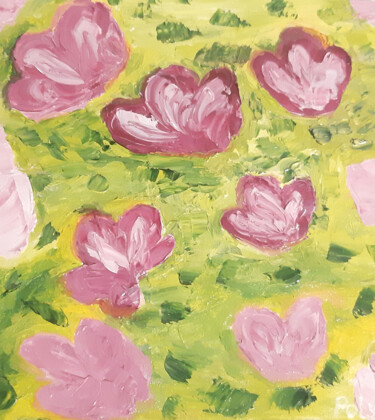 Картина под названием "Flowers (original 1…" - Poly, Подлинное произведение искусства, Масло
