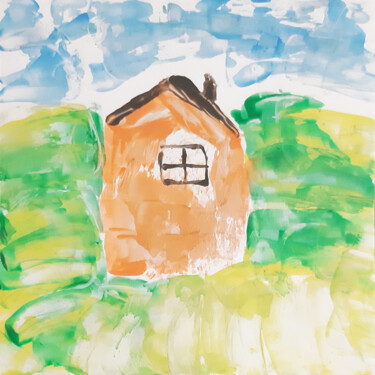 Painting titled "Rural house (origin…" by Poly, Original Artwork, Wax