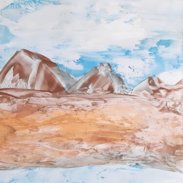 Pintura intitulada "Mountain landscape…" por Poly, Obras de arte originais, Cera