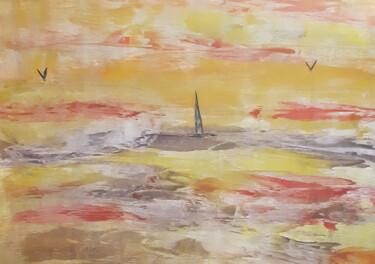 Schilderij getiteld "Seascape summer (wa…" door Poly, Origineel Kunstwerk, Was