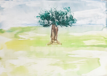 Peinture intitulée "Tree (original hot…" par Poly, Œuvre d'art originale, Cire