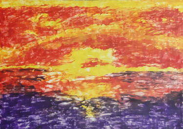 Peinture intitulée "Bright seascape (wa…" par Poly, Œuvre d'art originale, Cire Monté sur Panneau de bois