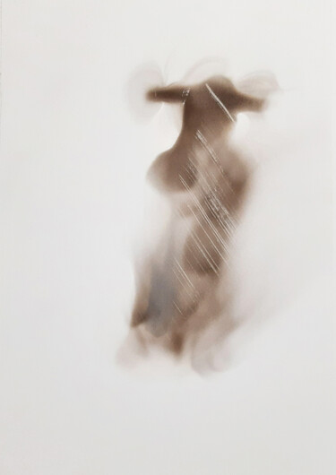Картина под названием "Female portrait" - Poly, Подлинное произведение искусства, Древесный уголь