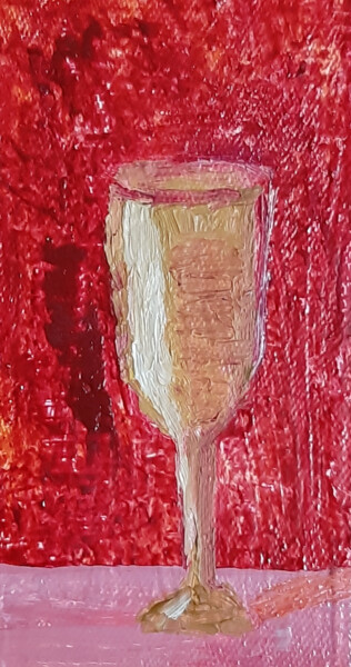 Painting titled "Christmas glass (ol…" by Poly, Original Artwork, Oil Mounted on Cardboard