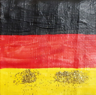 Картина под названием "German flag (miniat…" - Poly, Подлинное произведение искусства, Акрил Установлен на картон