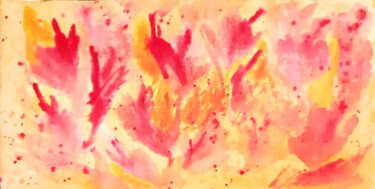 Painting titled "Floral abstract (wa…" by Poly, Original Artwork, Watercolor Mounted on Cardboard