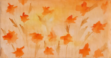 Painting titled "Holiday flowers (wa…" by Poly, Original Artwork, Watercolor Mounted on Cardboard