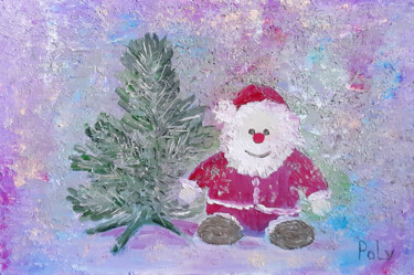 Painting titled "Merry Christmas (ho…" by Poly, Original Artwork, Oil Mounted on Wood Panel