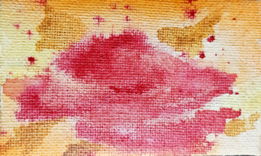 Pintura titulada "Red flower (waterco…" por Poly, Obra de arte original, Acuarela Montado en Cartulina