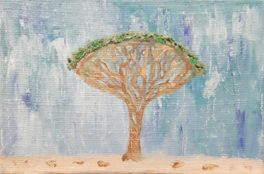 Malerei mit dem Titel "Dragon blood tree (…" von Poly, Original-Kunstwerk, Öl Auf Holzplatte montiert