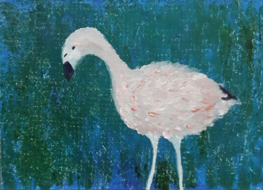 Malerei mit dem Titel "Flamingo (oil paint…" von Poly, Original-Kunstwerk, Öl