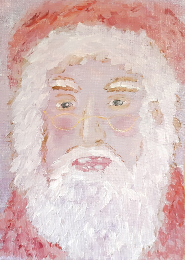 Pintura intitulada "Santa Claus (oil pa…" por Poly, Obras de arte originais, Óleo Montado em Painel de madeira