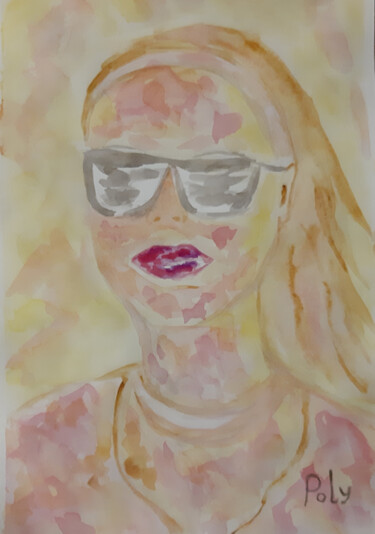 Pintura intitulada "Summer portrait" por Poly, Obras de arte originais, Aquarela